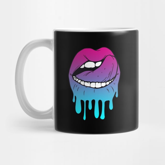 Vaporwave Dripping Lips Tongue Curl by aaallsmiles